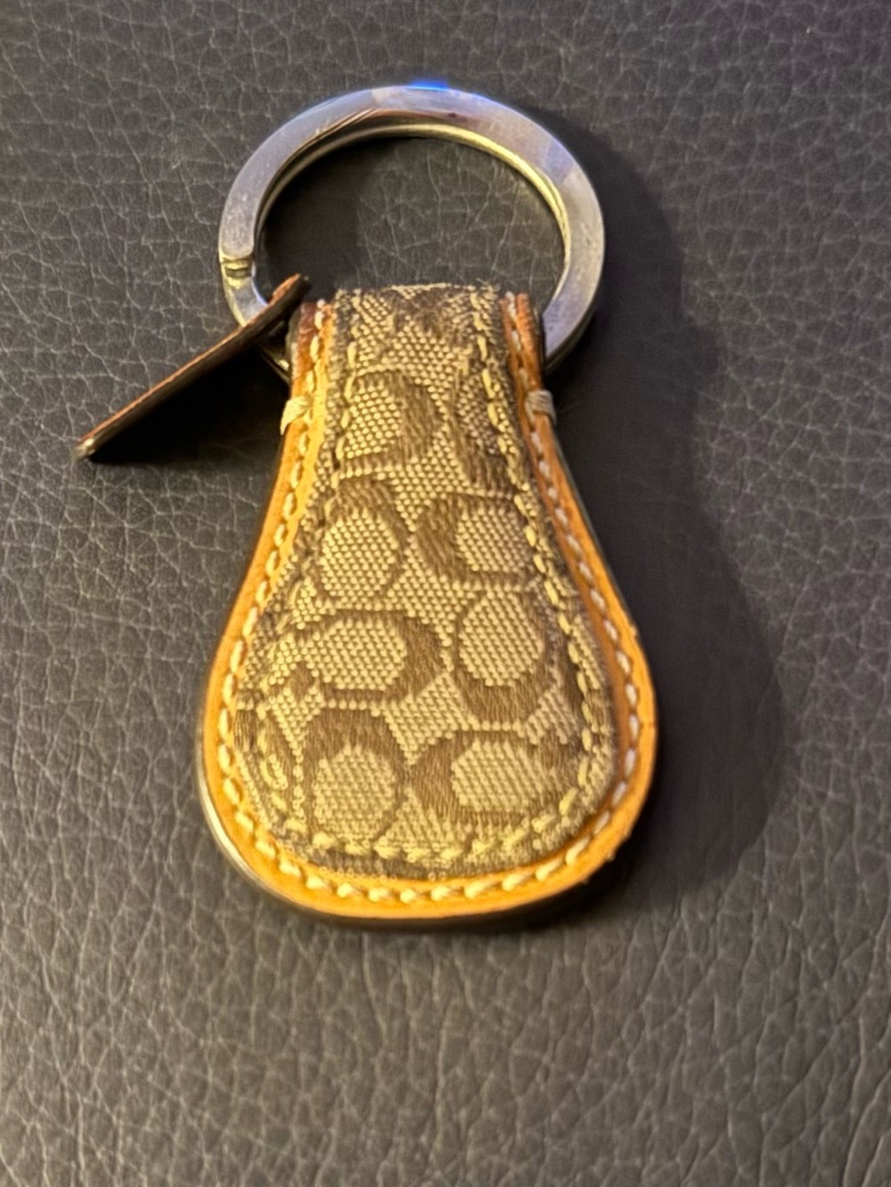 Coach Signature Tan and Light Brown Key Fob Keychain - Picture 2 of 3